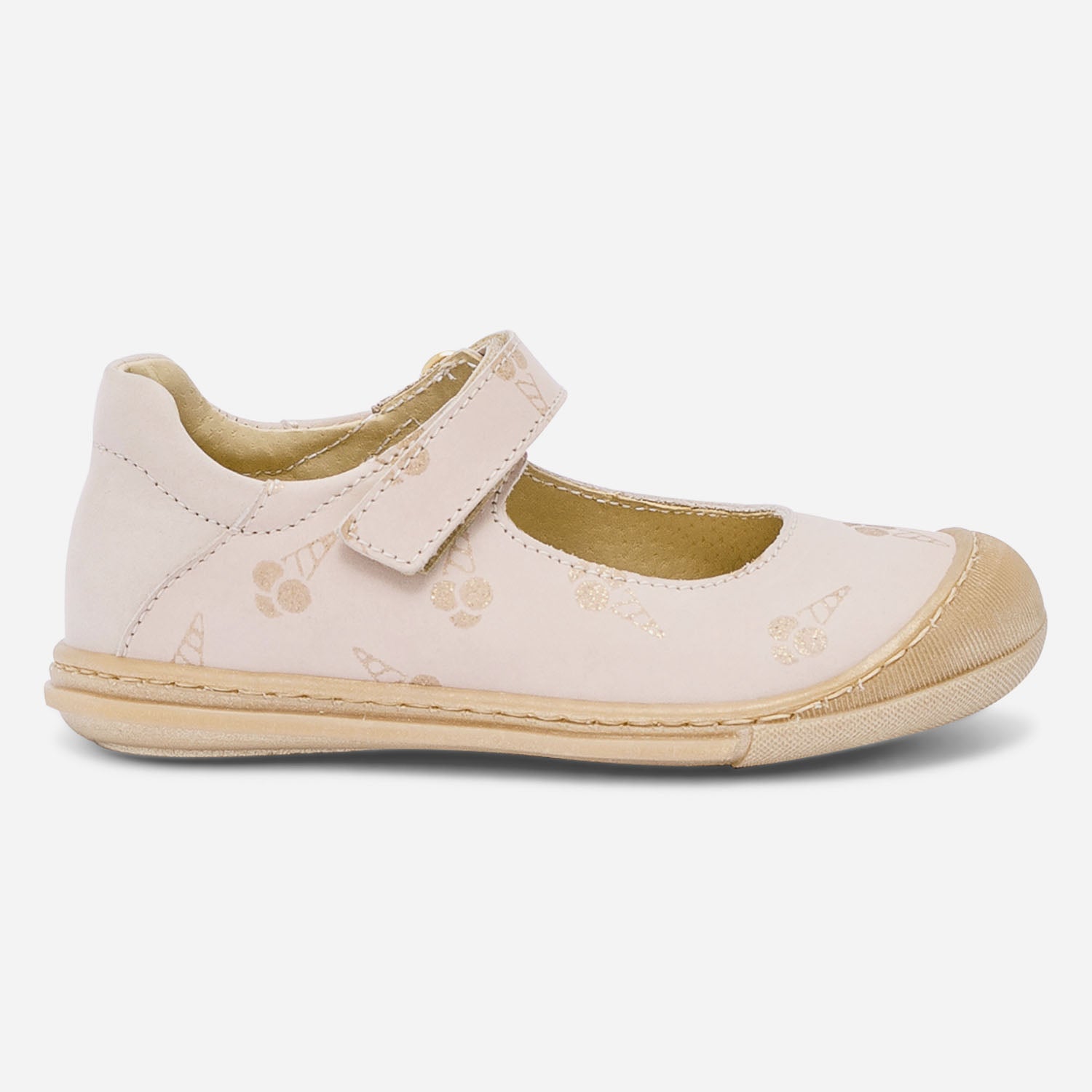 Babies rose en cuir motifs glaces or Ballerines Enfant ERAM