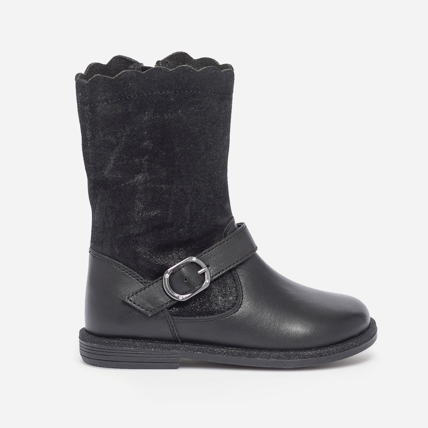 Boots fille en cuir noir bi matiere Bottes Enfant ERAM
