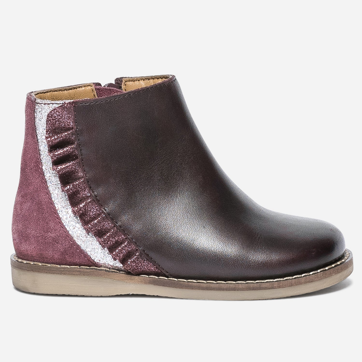 Boots prune en cuir volant