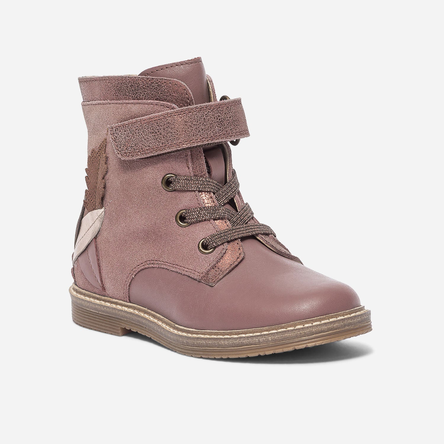Bottine rose en cuir avec plumes Eram Enfant ERAM