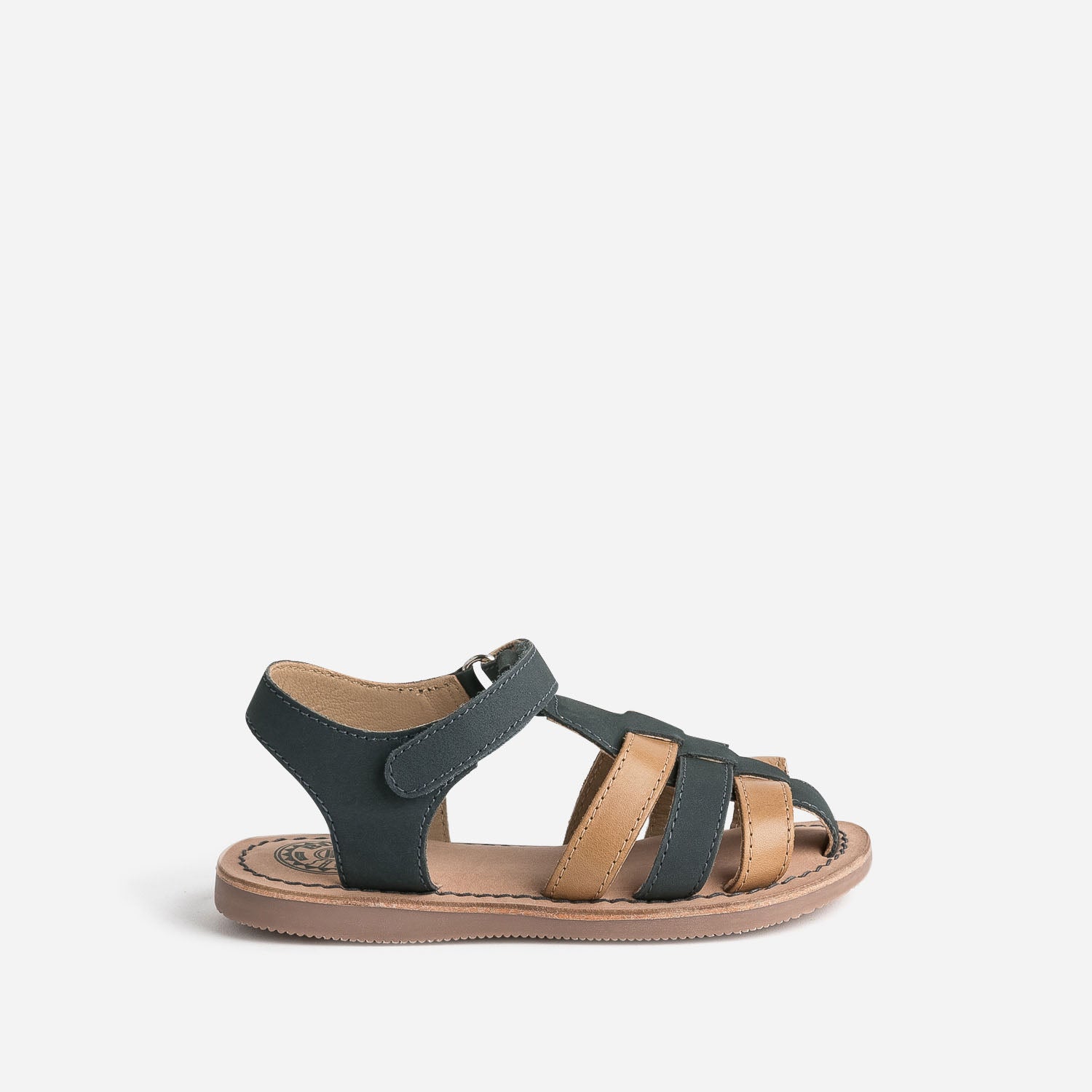 Sandale marine et or en cuir velours Sandales Enfant ERAM