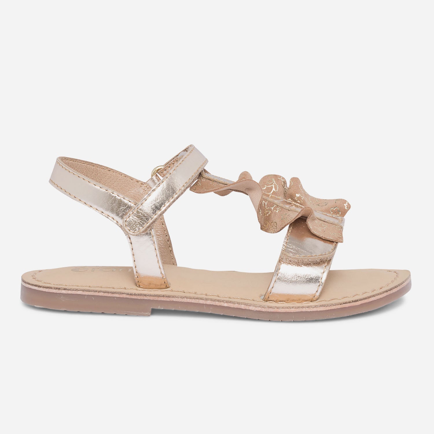 Sandale or en cuir avec volant beige Sandales Enfant ERAM