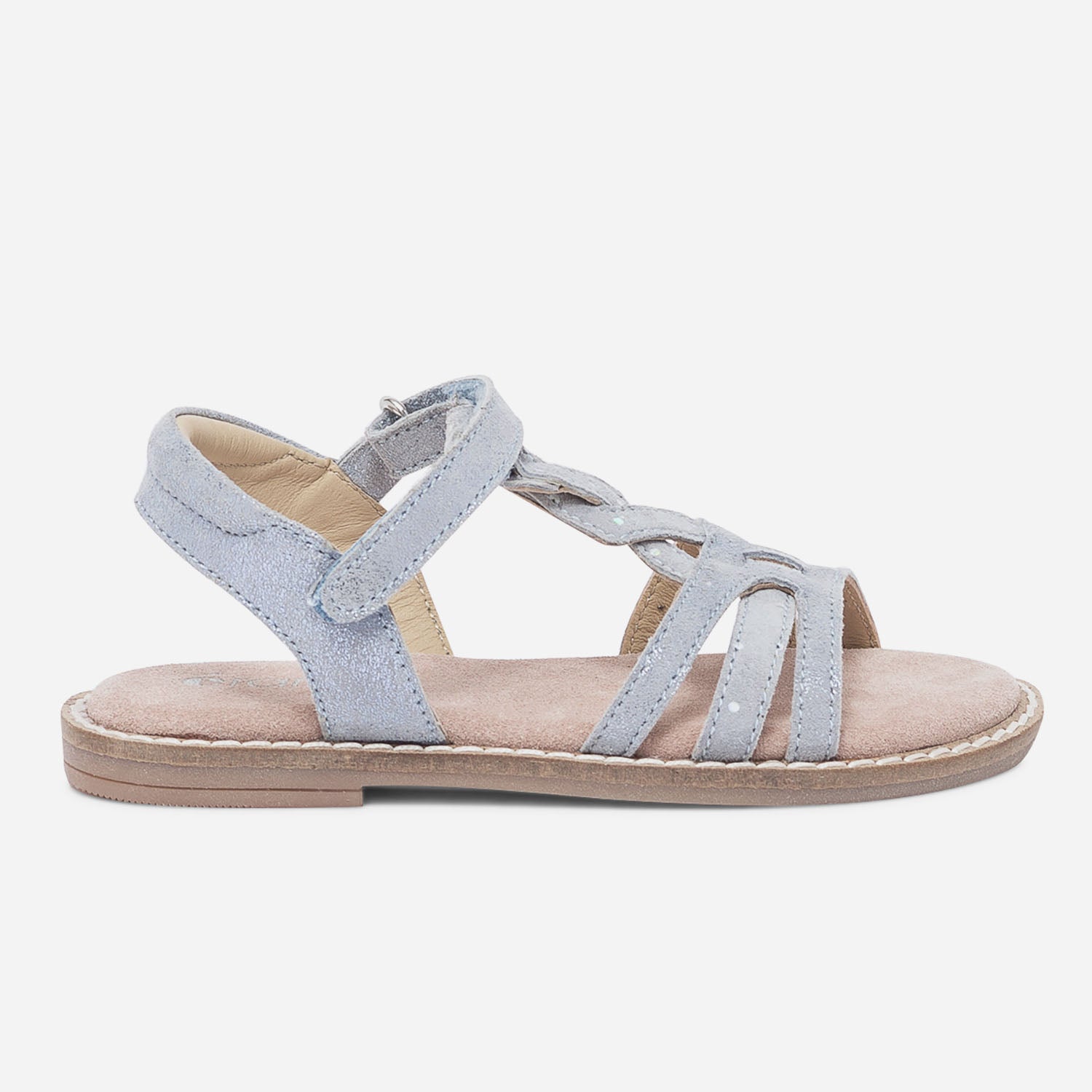 Sandale bleu ciel en cuir velours irise Sandales Enfant ERAM