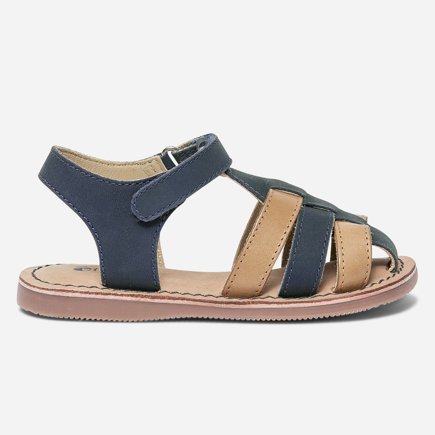 Sandale marine et camel en cuir a scratch Sandales Enfant ERAM