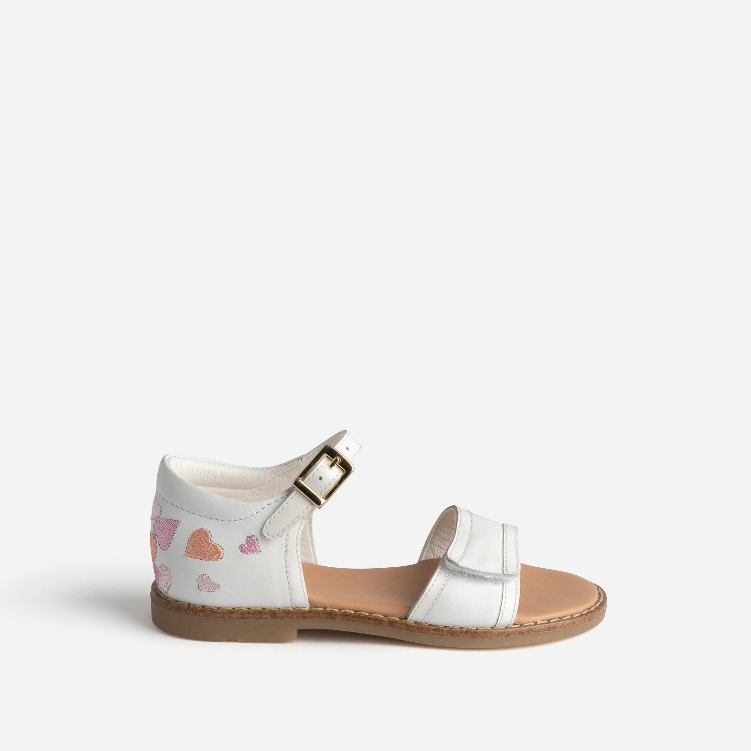 Sandale BUGGY blanche broderies c urs Sandales Enfant ERAM