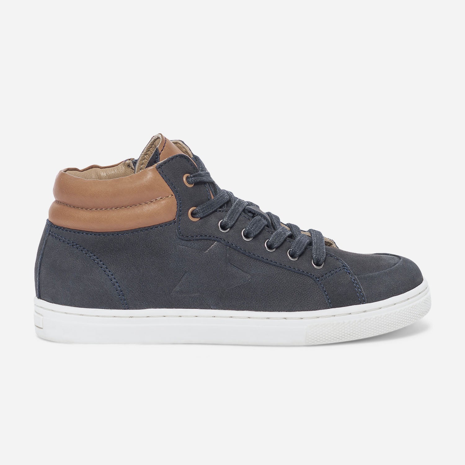 Basket bleu et camel en cuir Chaussures montantes Enfant ERAM