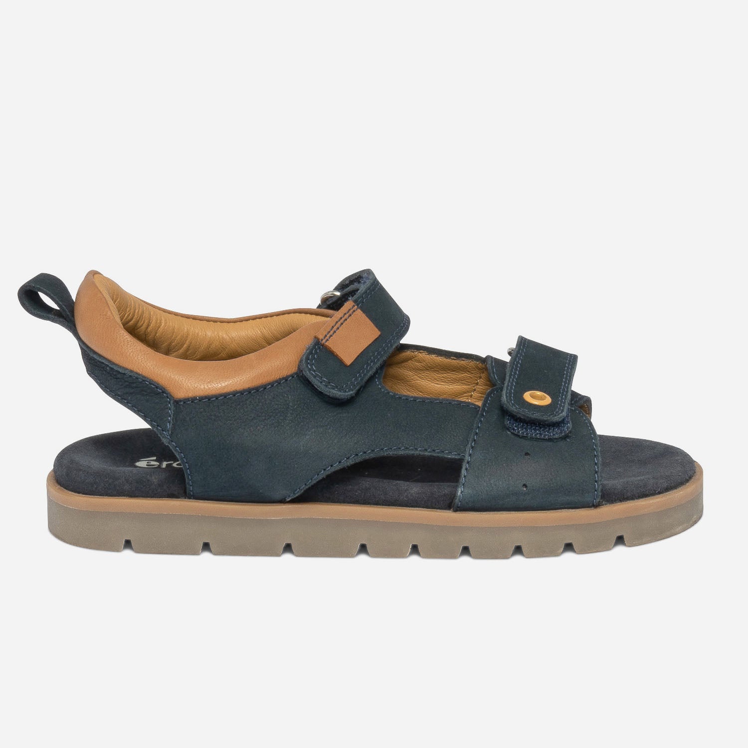 Sandale bleu marine et marron en cuir scratchs Sandales Enfant