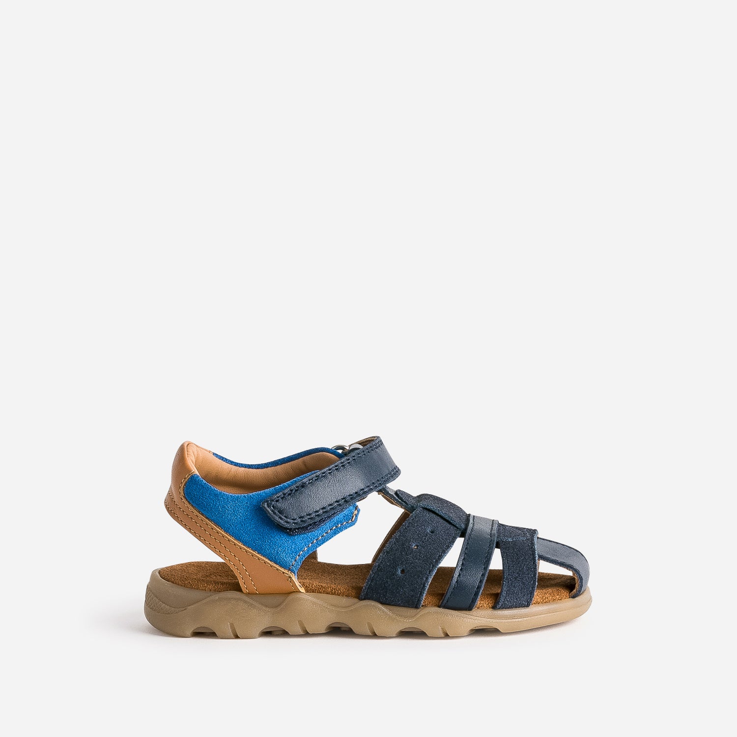 Sandale BUGGY marine bleue camel cuir Sandales Enfant ERAM