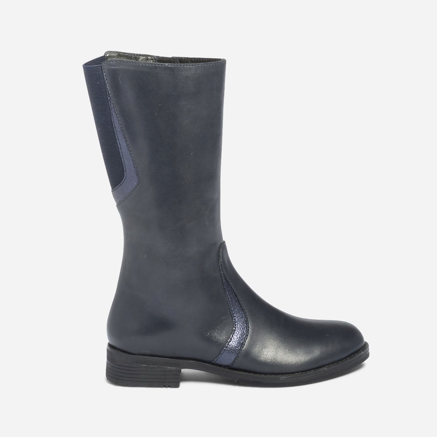 Botte marine en cuir avec details metallises Bottes Enfant ERAM