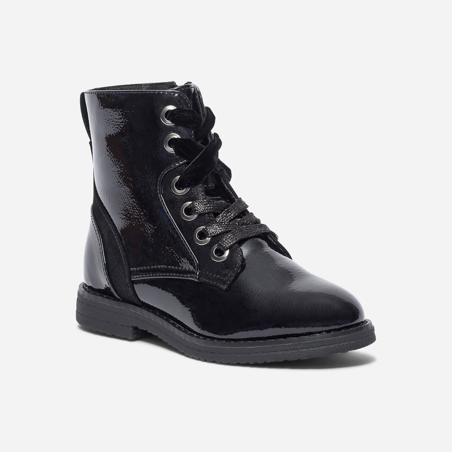 Bottine noire vernie a lacets Boots Enfant ERAM
