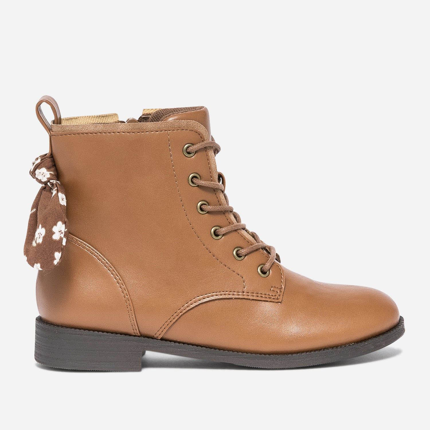 Bottine camel en cuir avec n ud fleuri Boots Enfant ERAM