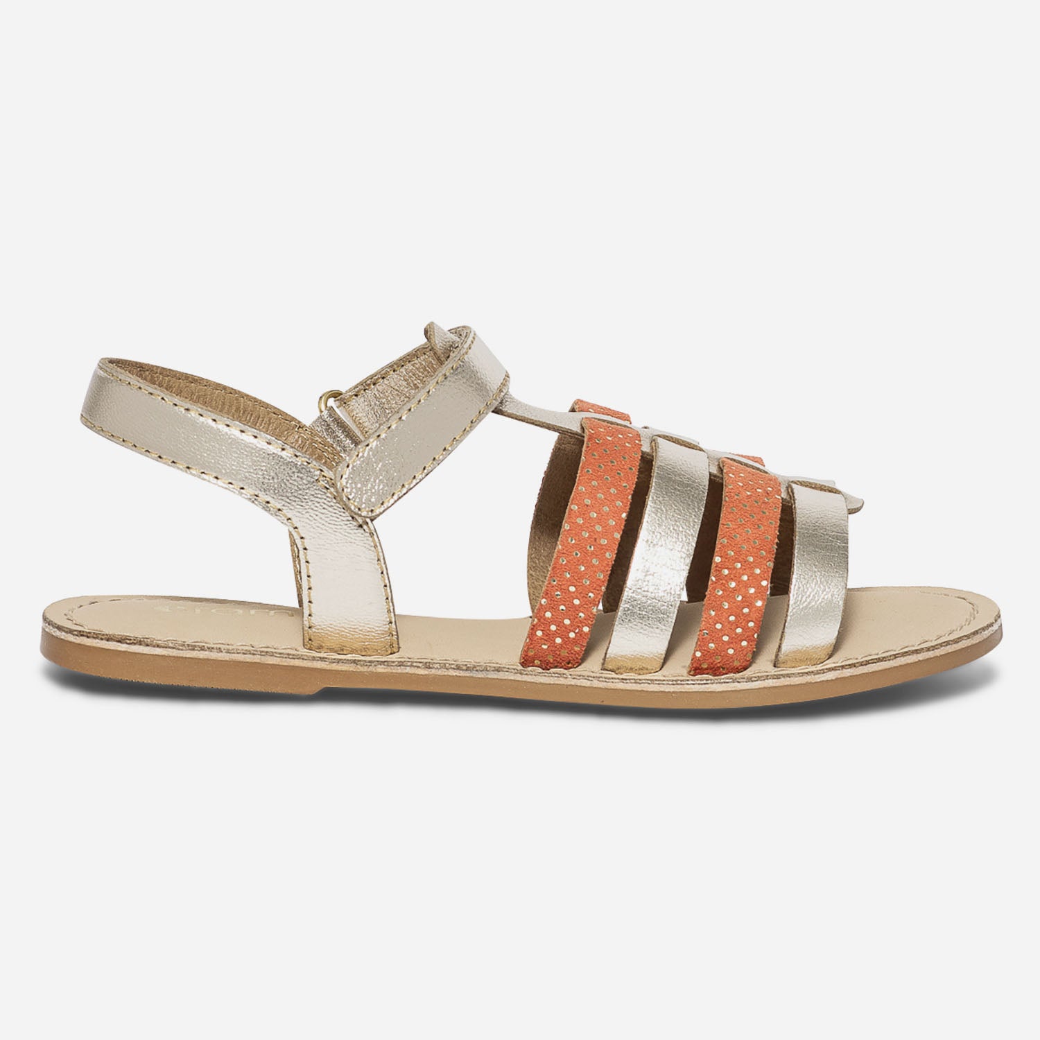 Sandale spartiate dor e et terracotta en cuir Sandales Enfant ERAM