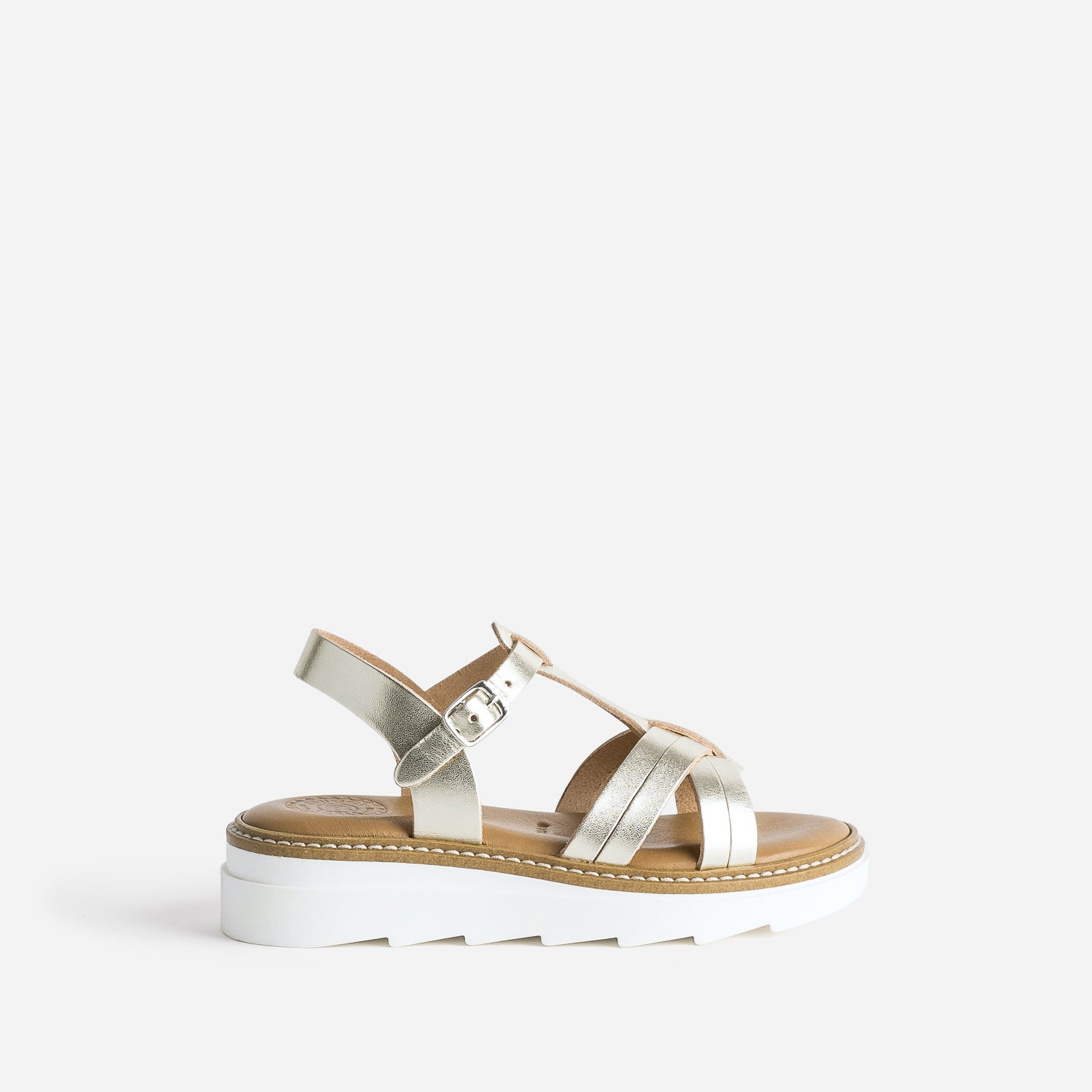 Sandale compensee BUGGY doree en cuir Sandales Enfant ERAM