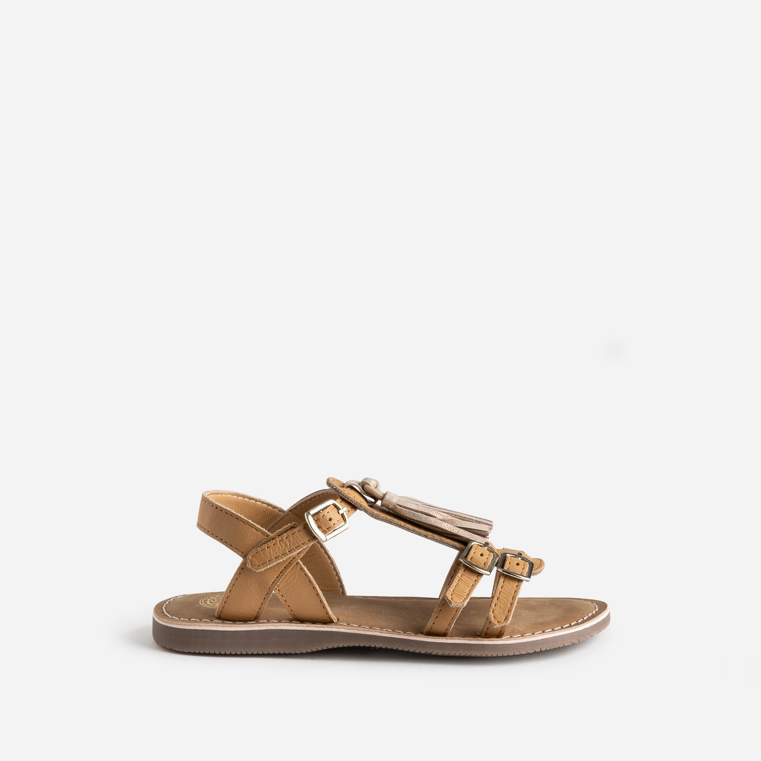 Sandale BUGGY marron cuir pampilles amovibles Sandales Enfant ERAM