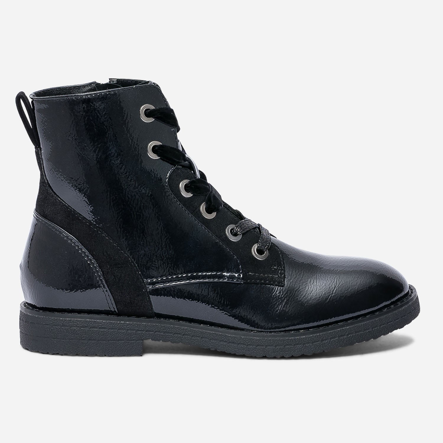 Bottine noire vernie lacet Boots Enfant ERAM