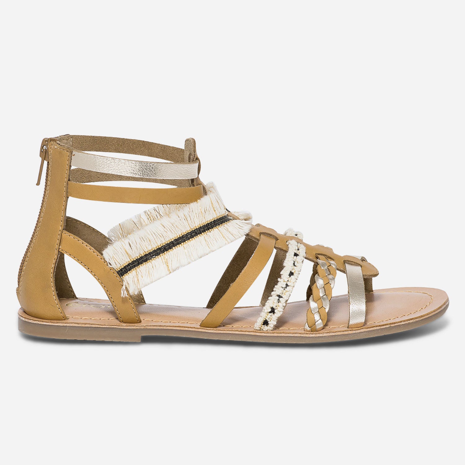 Sandale spartiate camel en cuir esprit ethnique Sandales Enfant ERAM