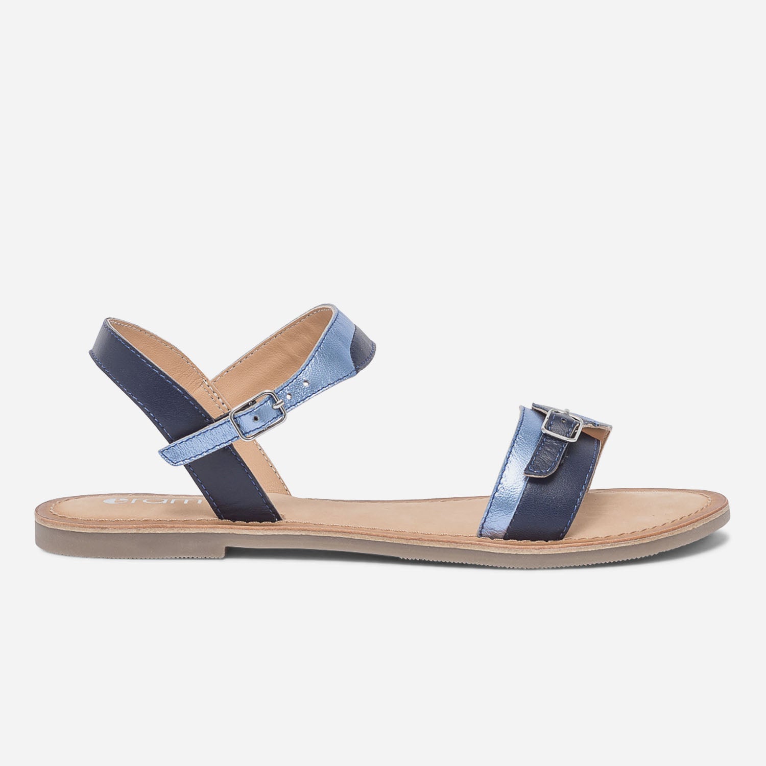 Sandale bleu marine et bleu clair m tallis en cuir Sandales