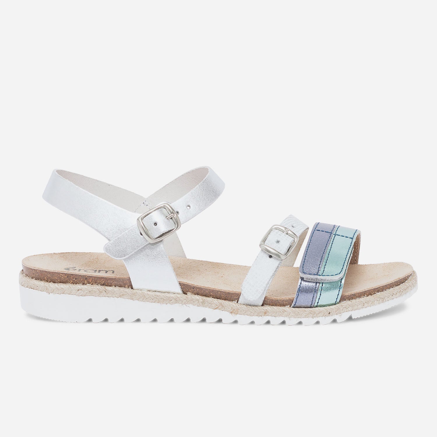 Sandale anatomique argent brides bicolores Sandales Enfant ERAM