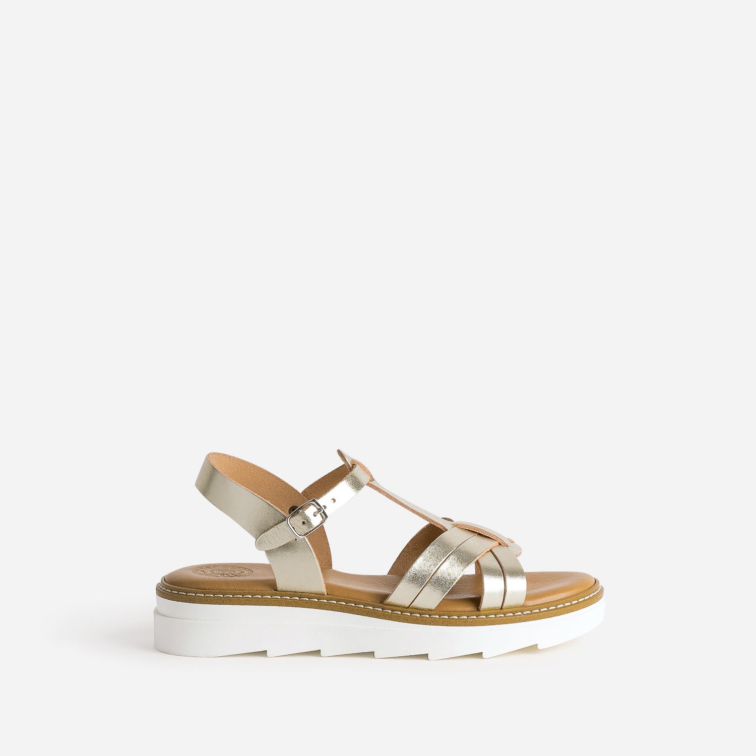 Sandale compensee BUGGY doree en cuir Sandales Enfant ERAM
