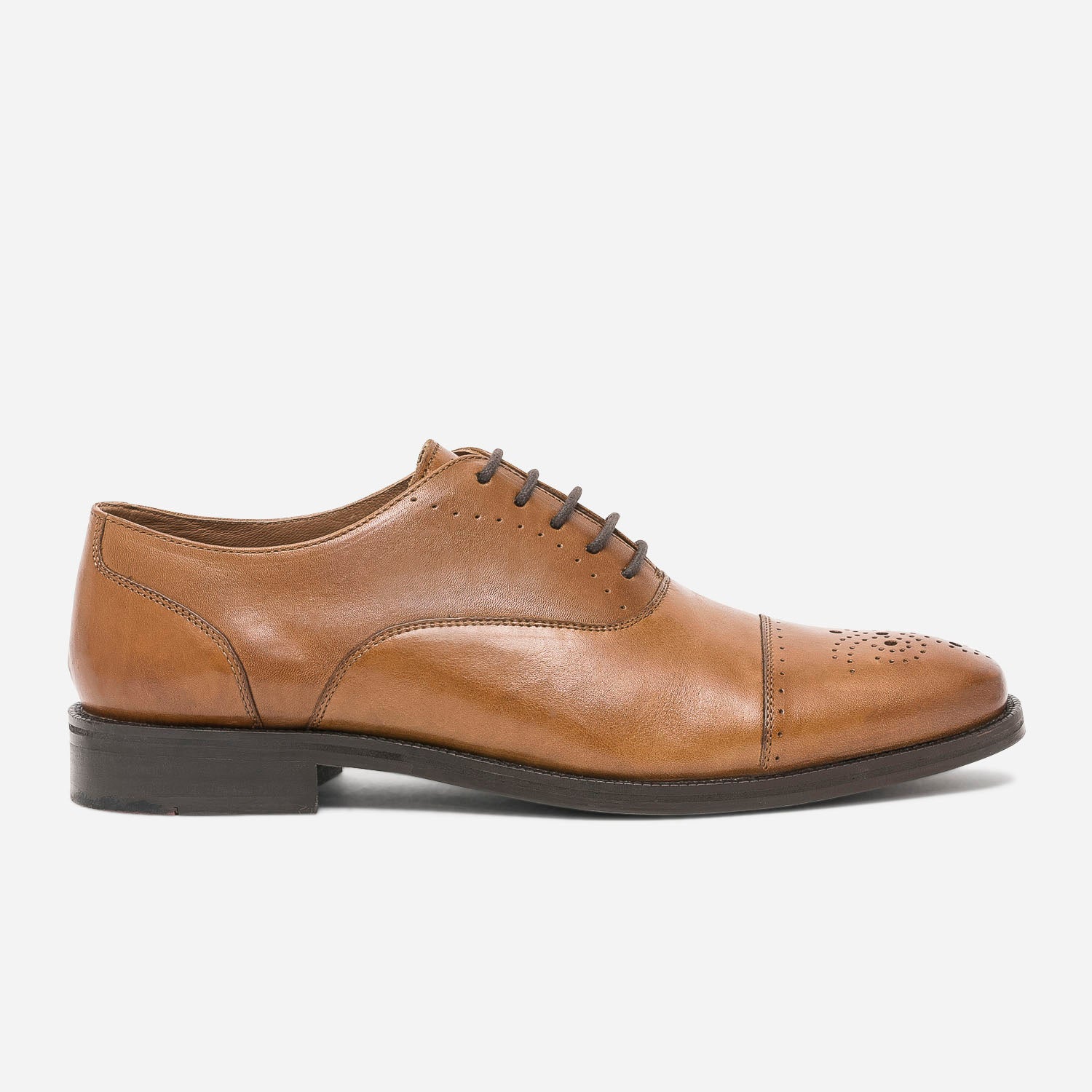 Richelieu camel co con u en cuir perfor Chaussures de ville