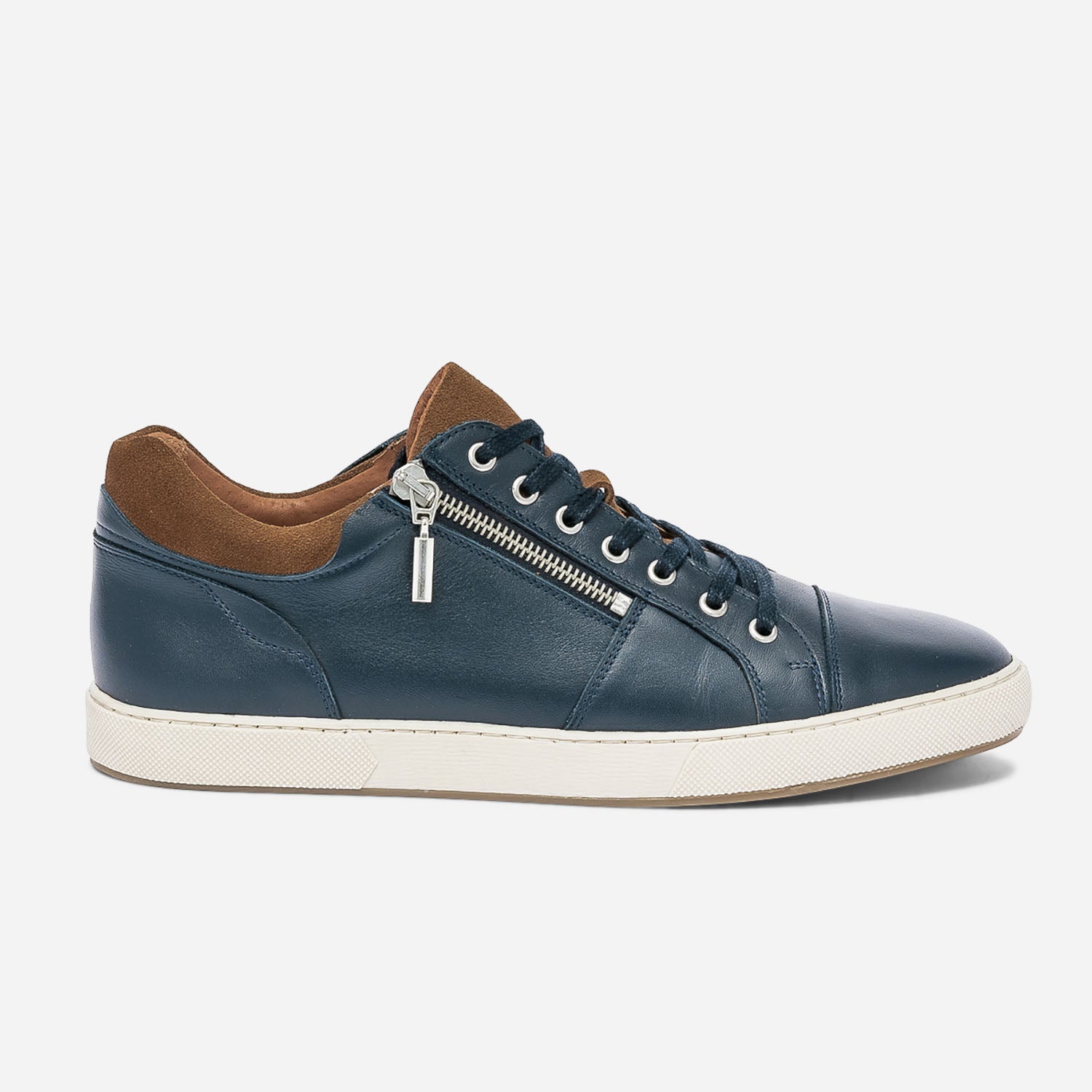 Tennis bleu marine et camel en cuir Baskets Tennis Homme ERAM