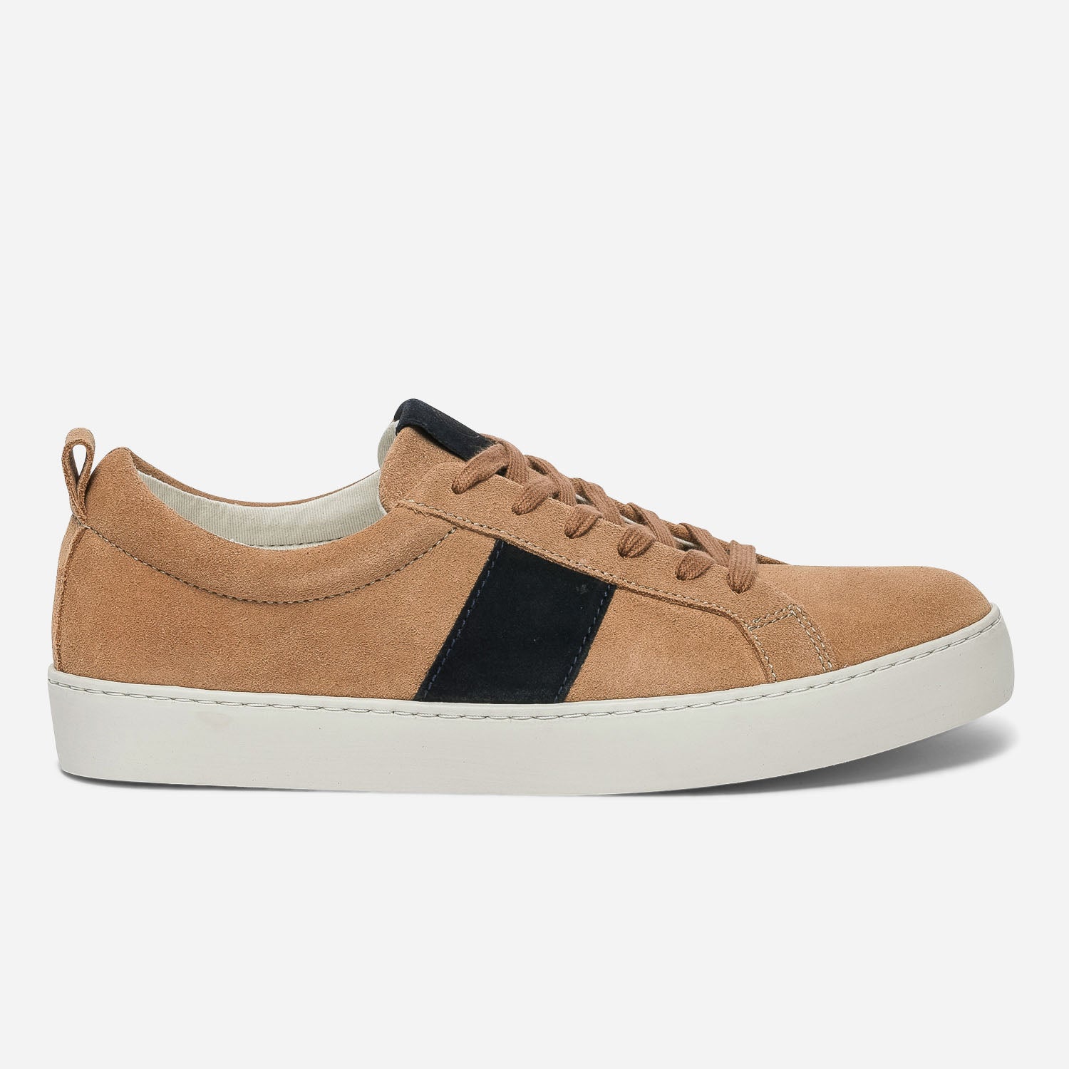 Basket cognac et marine en cuir velours eco concue