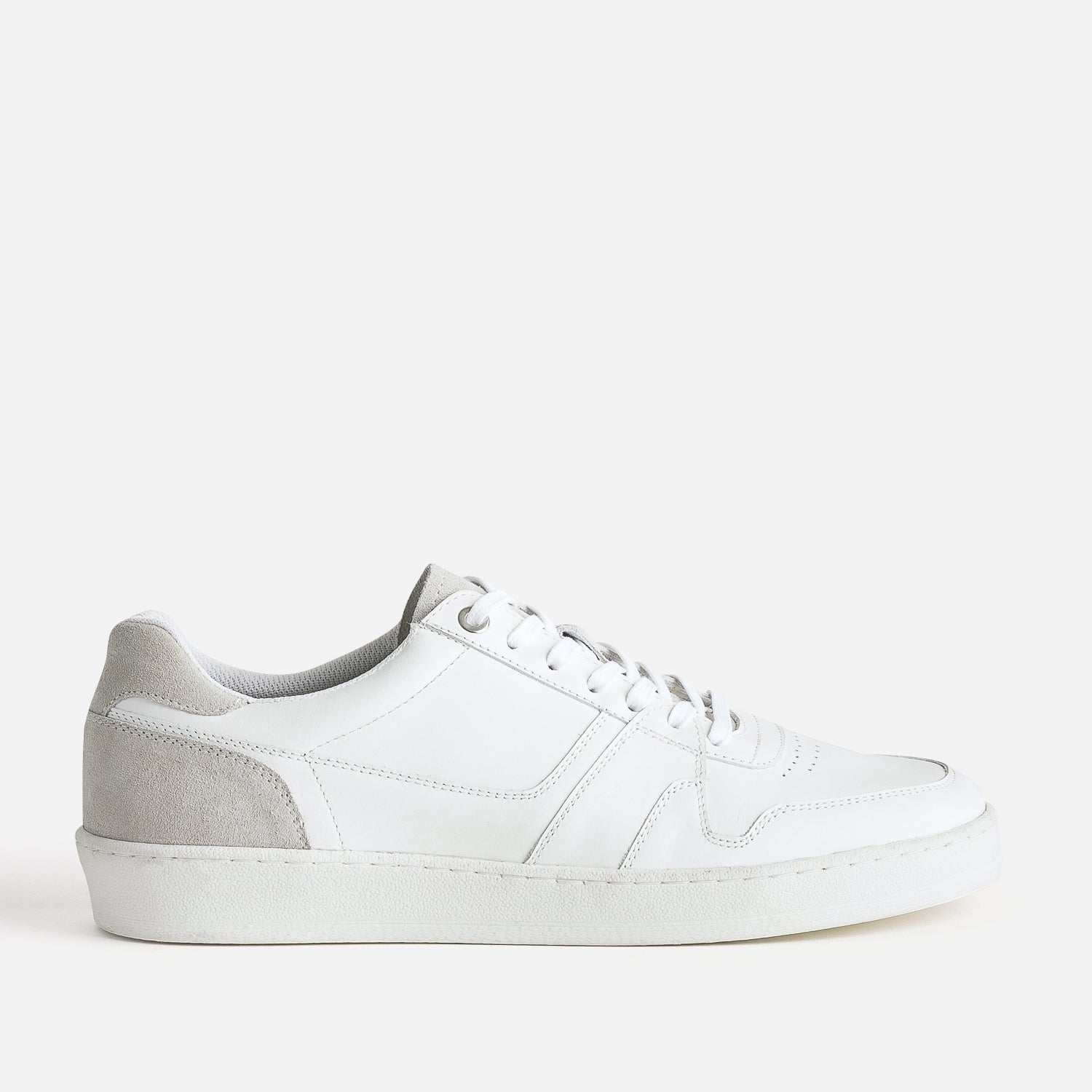 Tennis blanche co con ue en cuir d tails gris