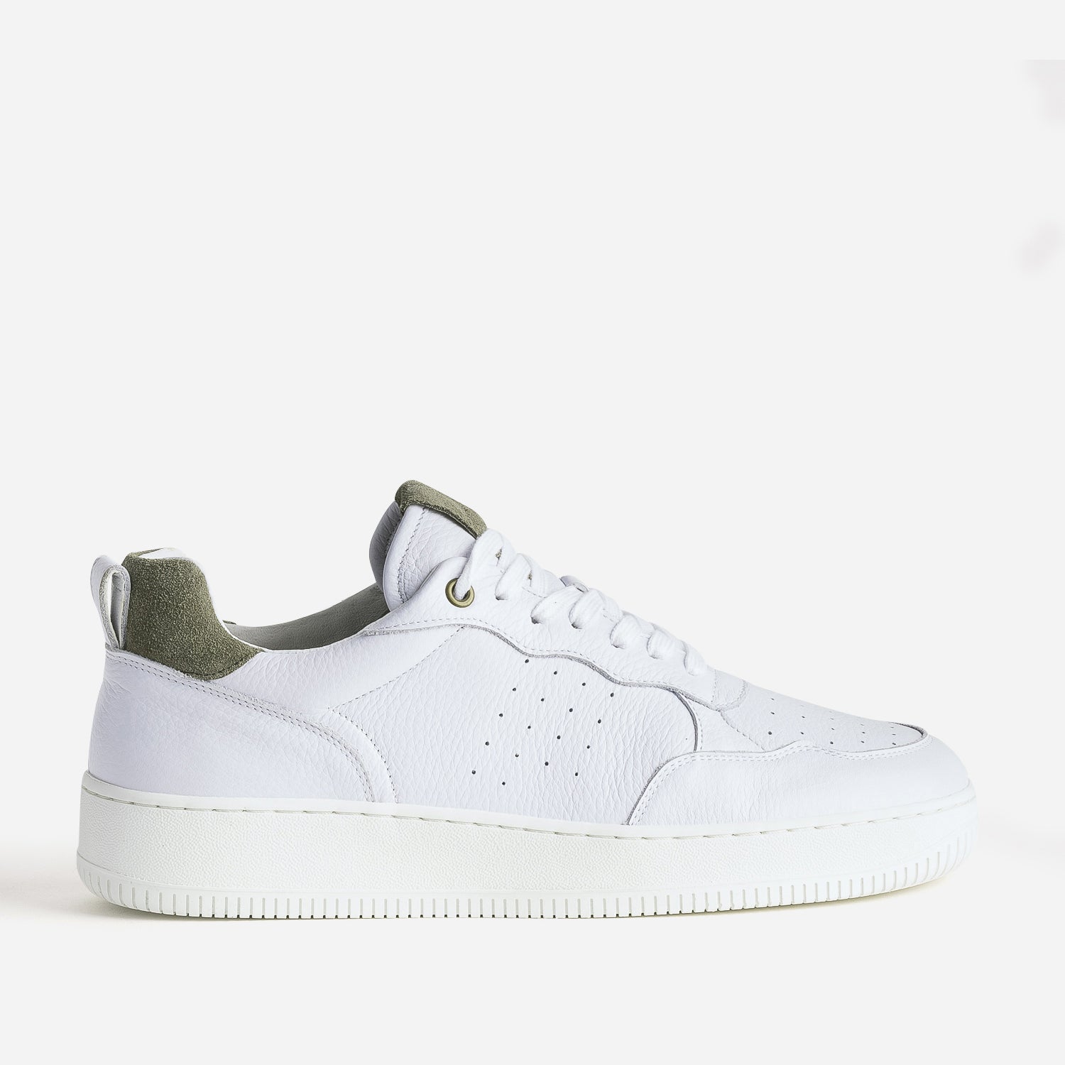 Tennis blanche en cuir details kaki Baskets Tennis Homme ERAM