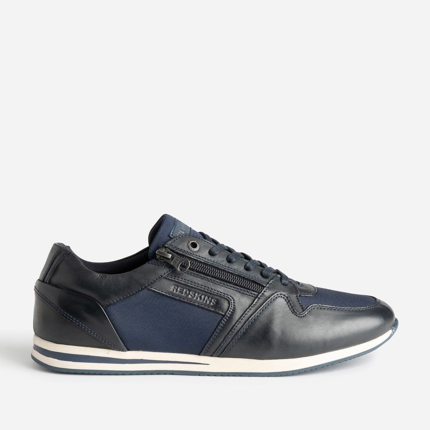 Tennis REDSKINS bleu marine en cuir et toile Baskets Tennis Homme ERAM