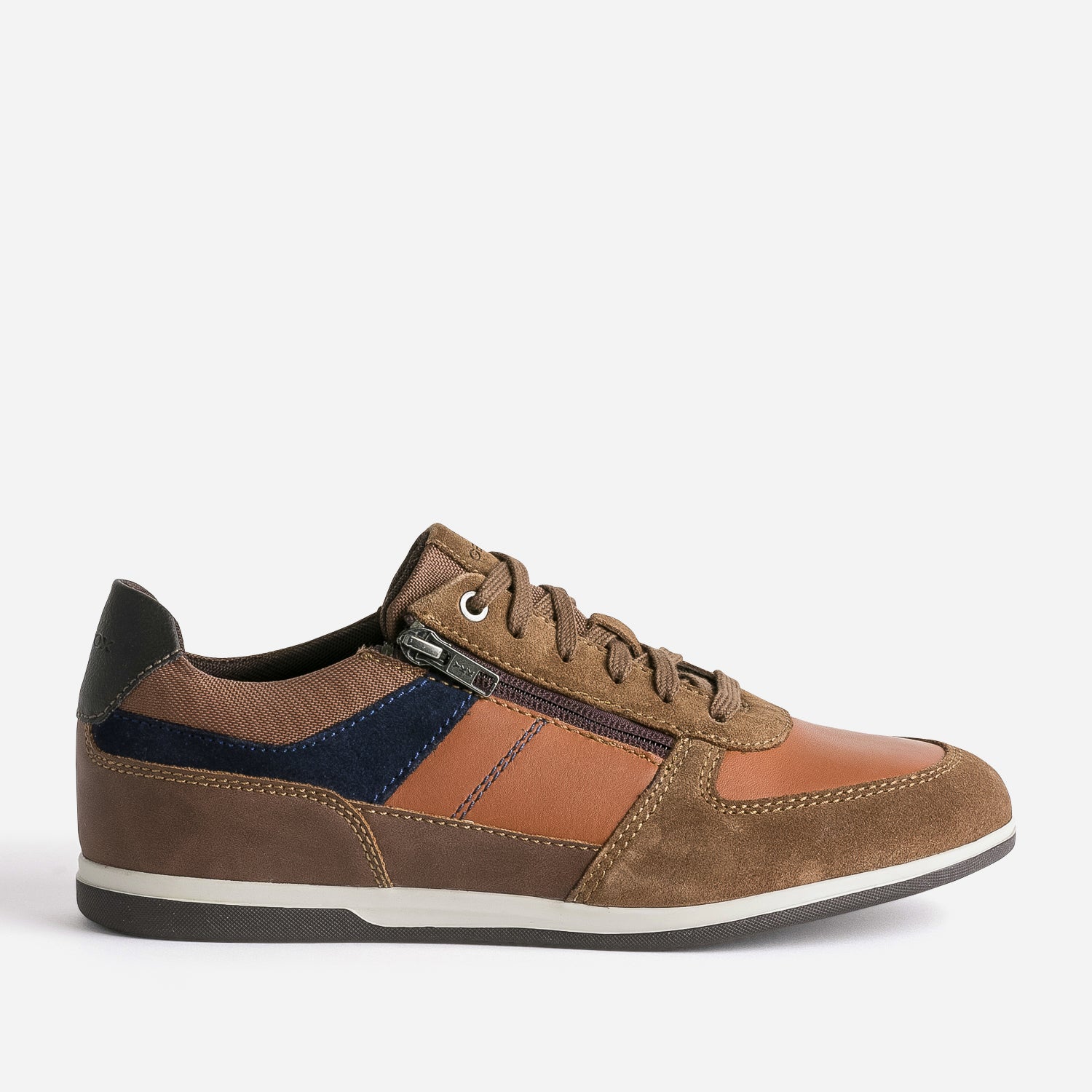 Tennis GEOX cognac cuir details decoupes Baskets Tennis Homme ERAM