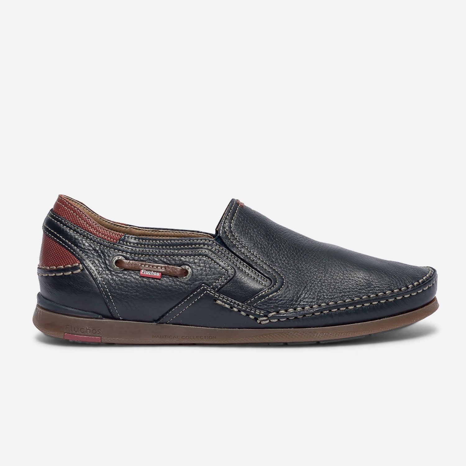 Slip on FLUCHOS bleu marine en cuir Chaussures de ville Homme ERAM