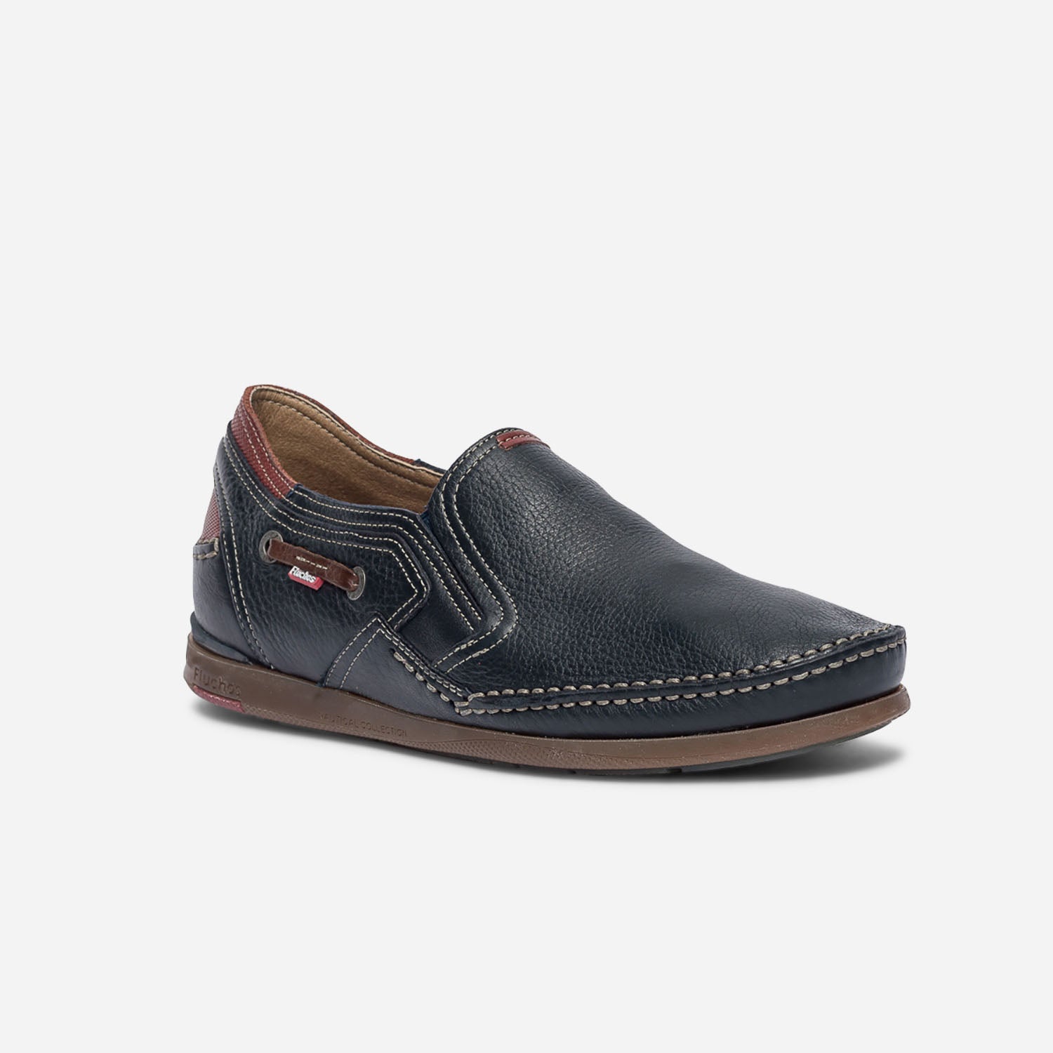 Slip on FLUCHOS bleu marine en cuir Chaussures de ville Homme ERAM