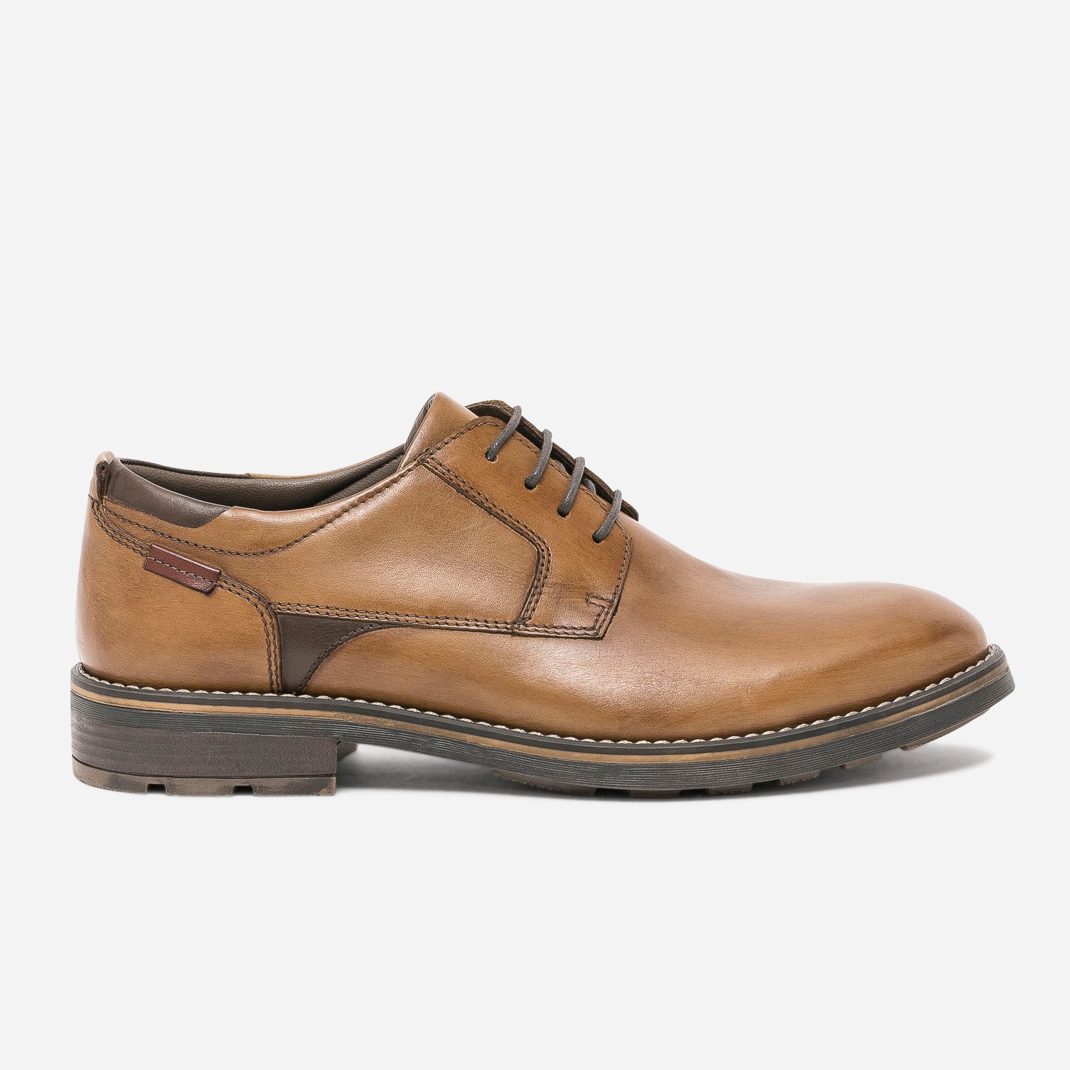 Derby camel en cuir Chaussures de ville Homme ERAM