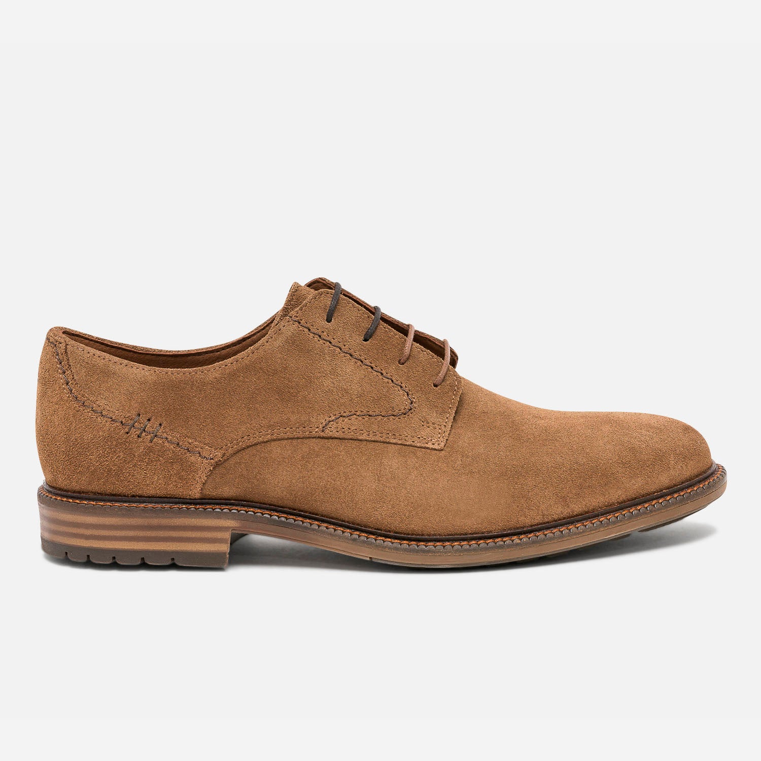 Derby camel en cuir velours co con u
