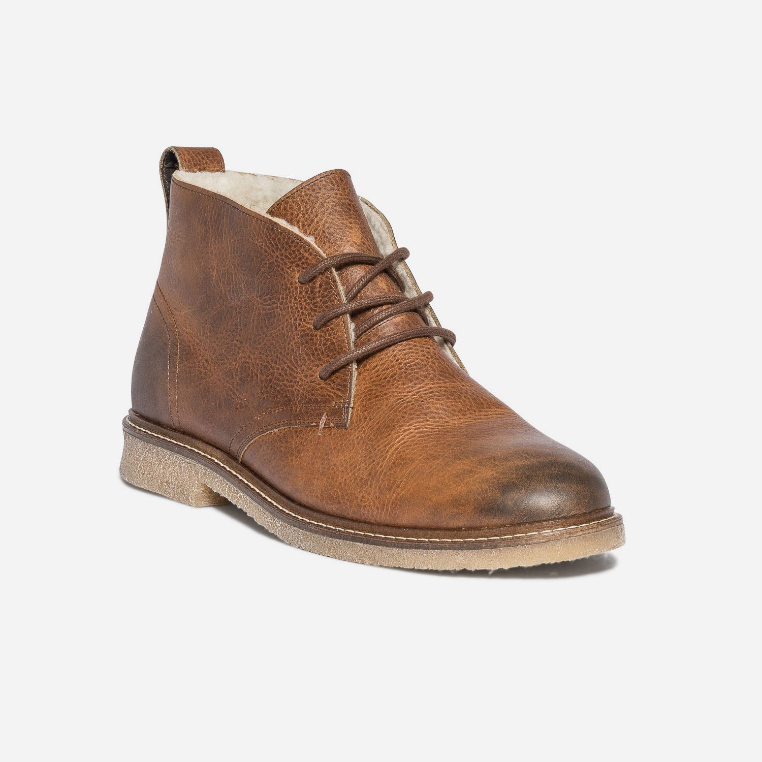 Desert boots fourre camel en cuir Boots Homme ERAM
