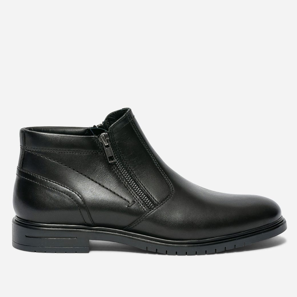Boots noir en cuir à double zip