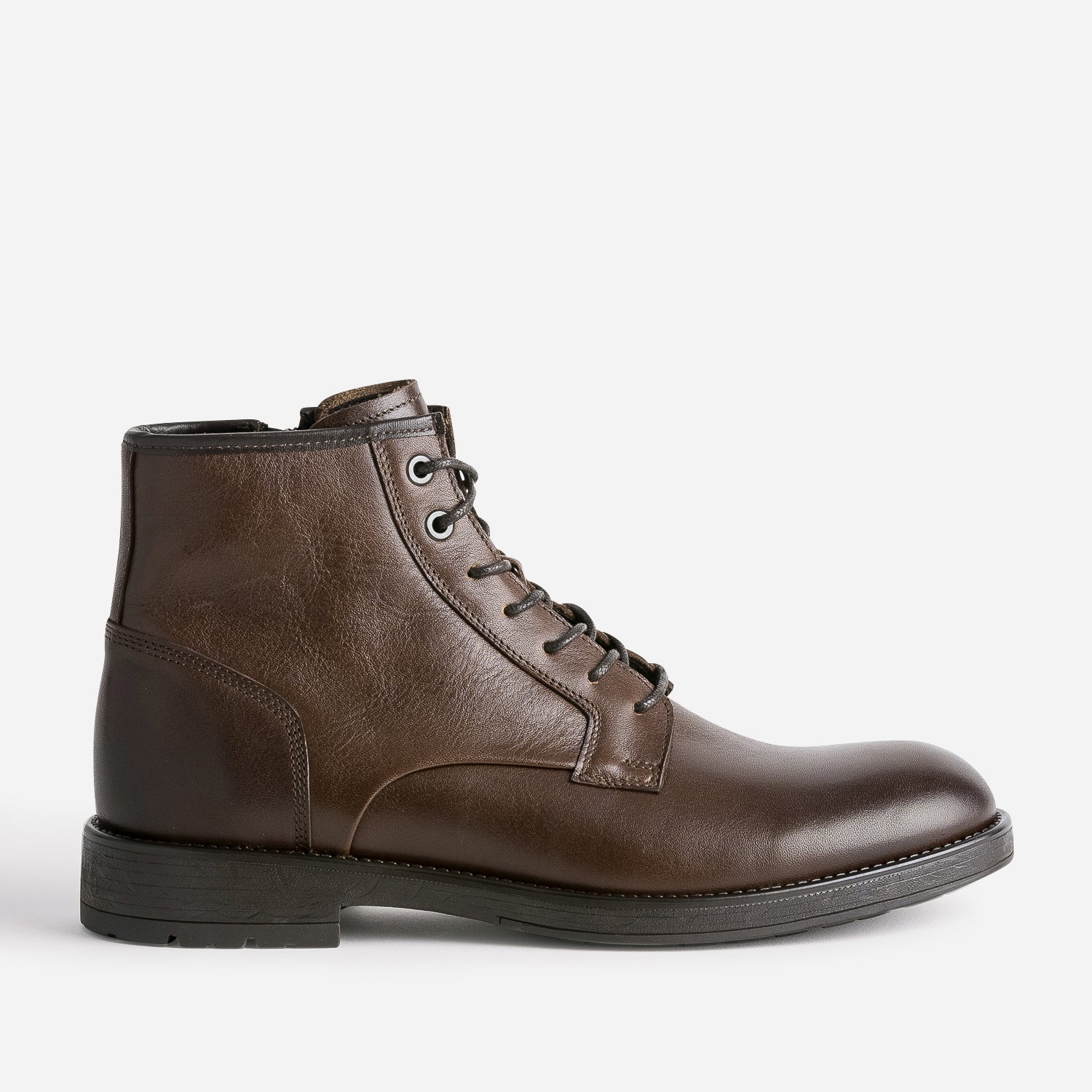 Boots a lacet marron fonce en cuir Boots Homme ERAM