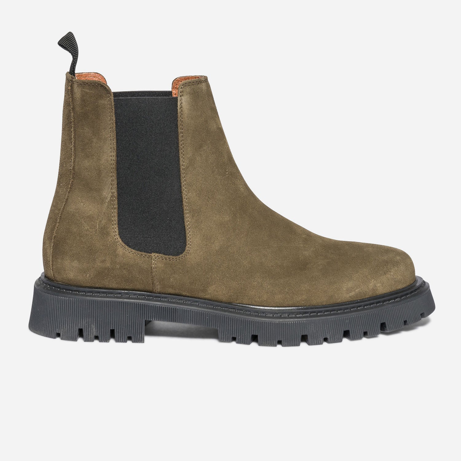 Chelsea boots kaki en cuir velours a semelle crantee Boots Homme ERAM