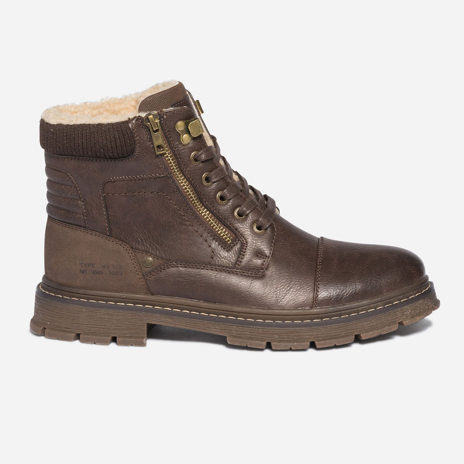 Boots a lacet marron en cuir fourre Boots Homme ERAM