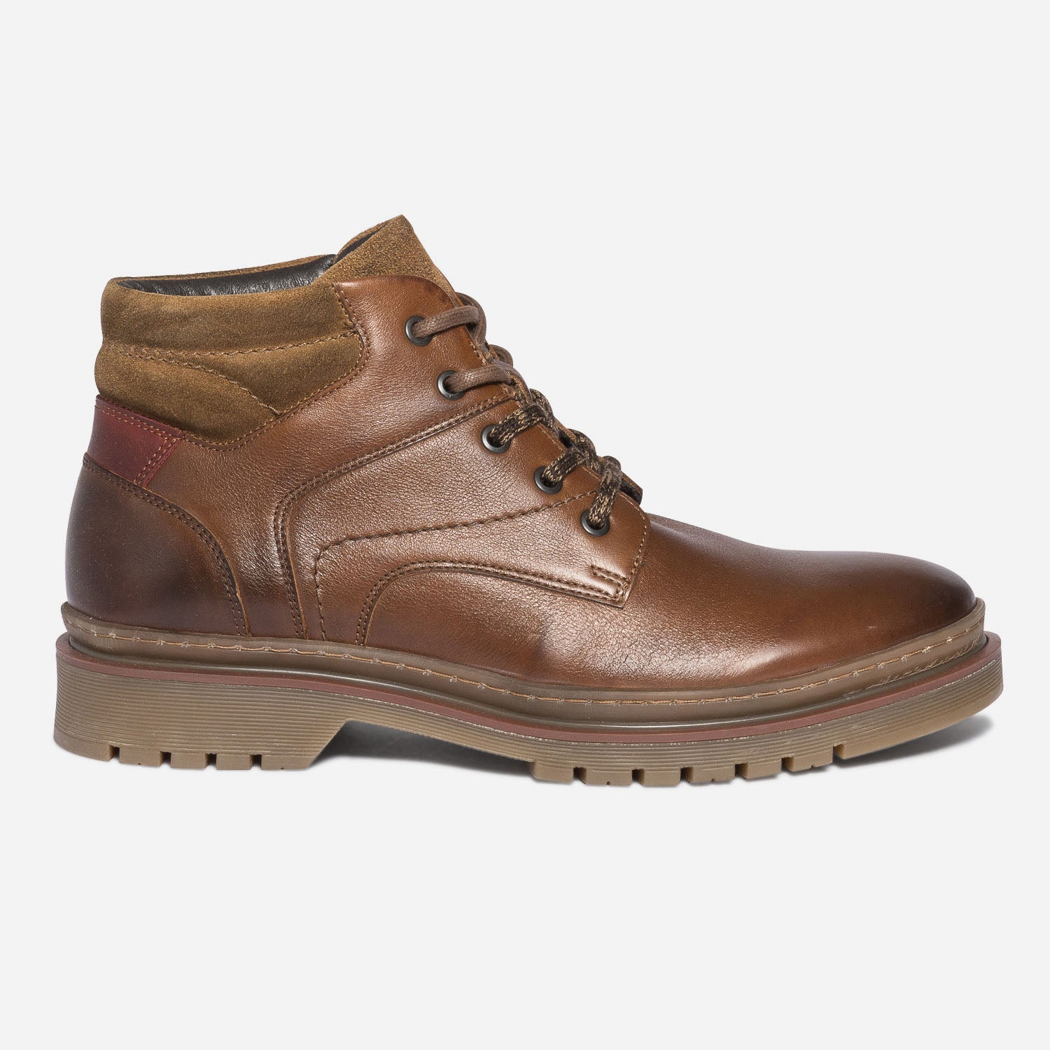 Boots lacet cognac en cuir