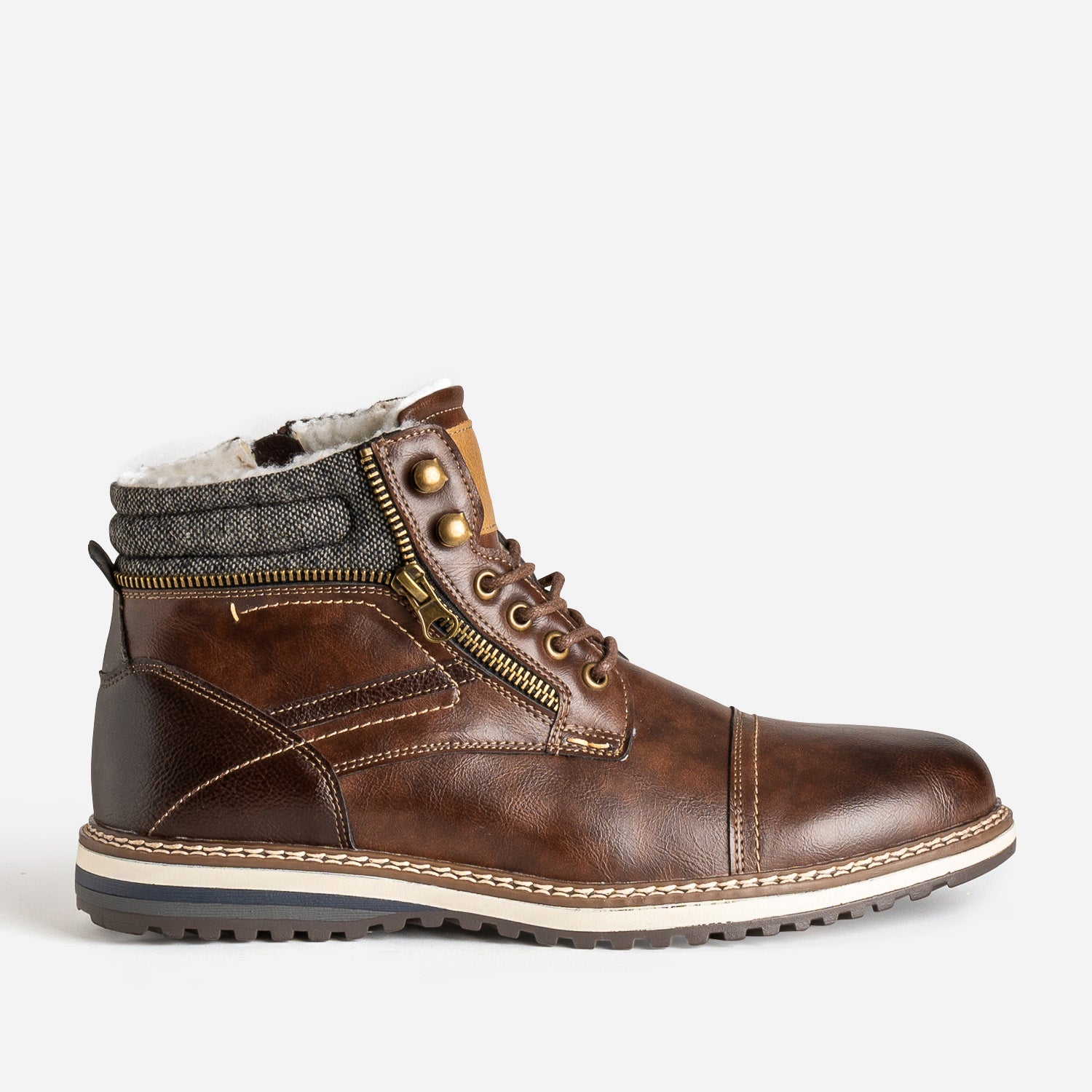 Boots a lacet marron fourre Boots Homme ERAM