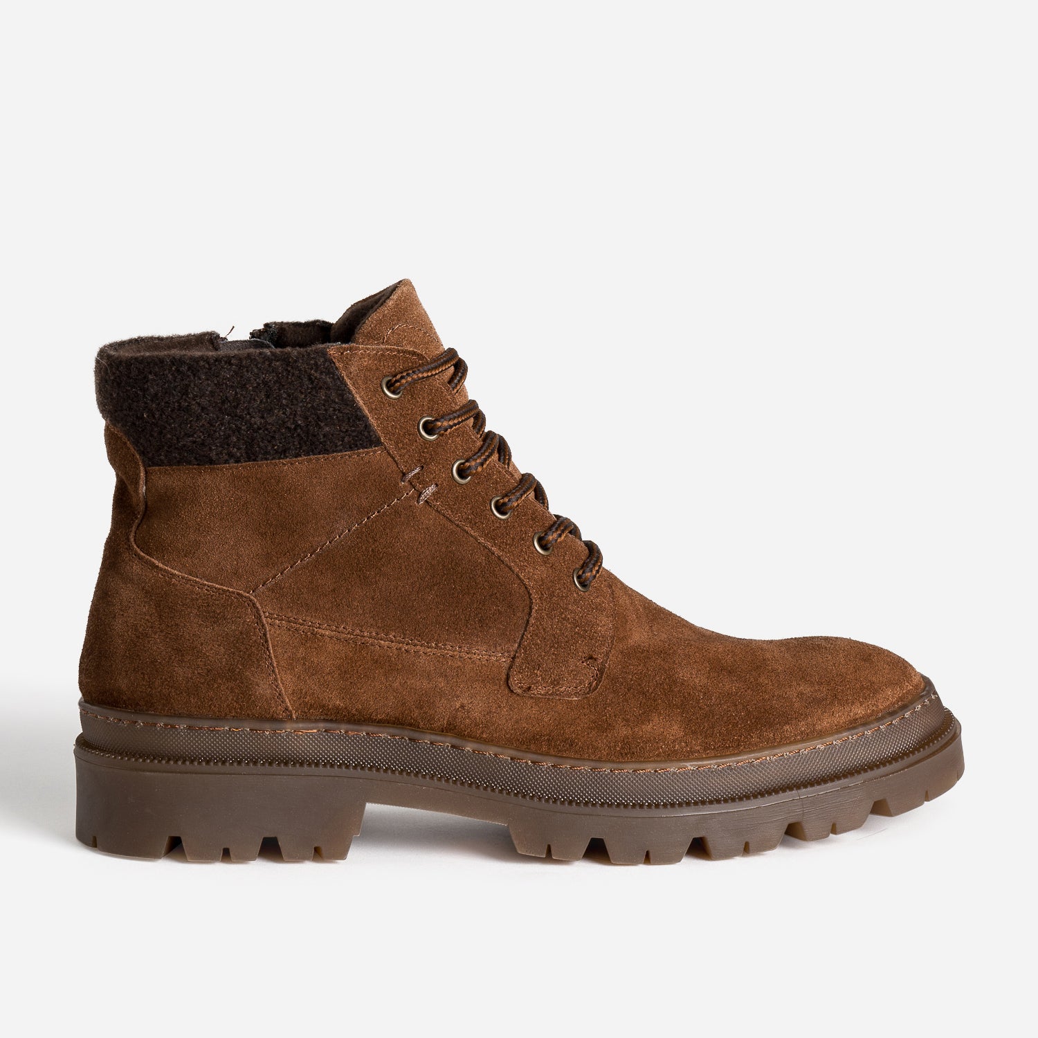 Boots a lacet cognac cuir velours Boots Homme ERAM