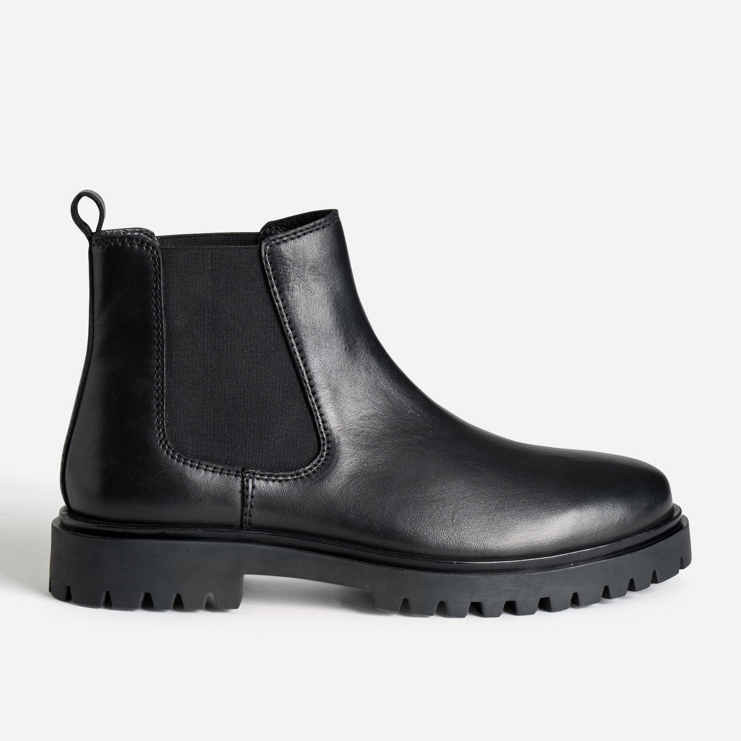 Chelsea boots noir cuir semelle crantee Boots Homme ERAM