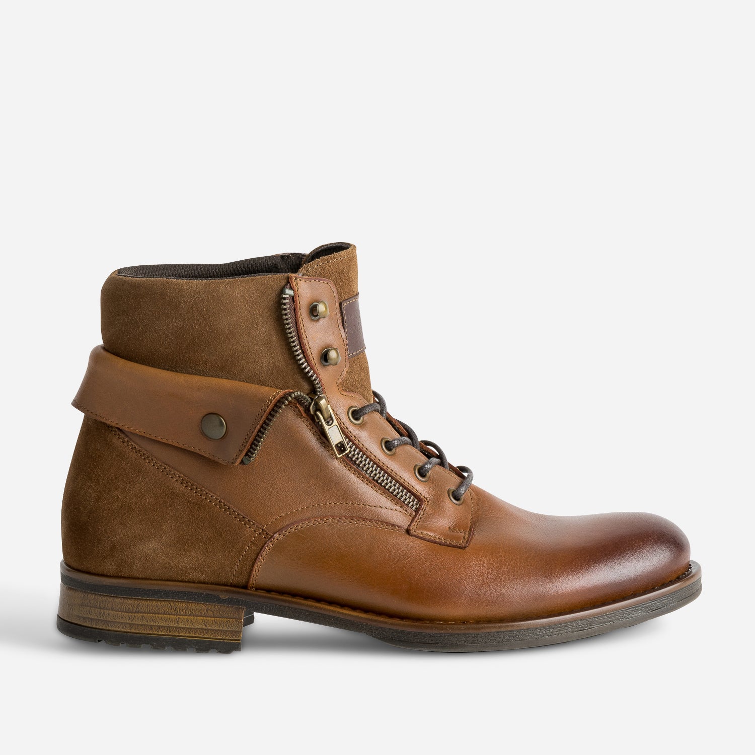 Boots a lacet cognac cuir a revers Boots Homme ERAM