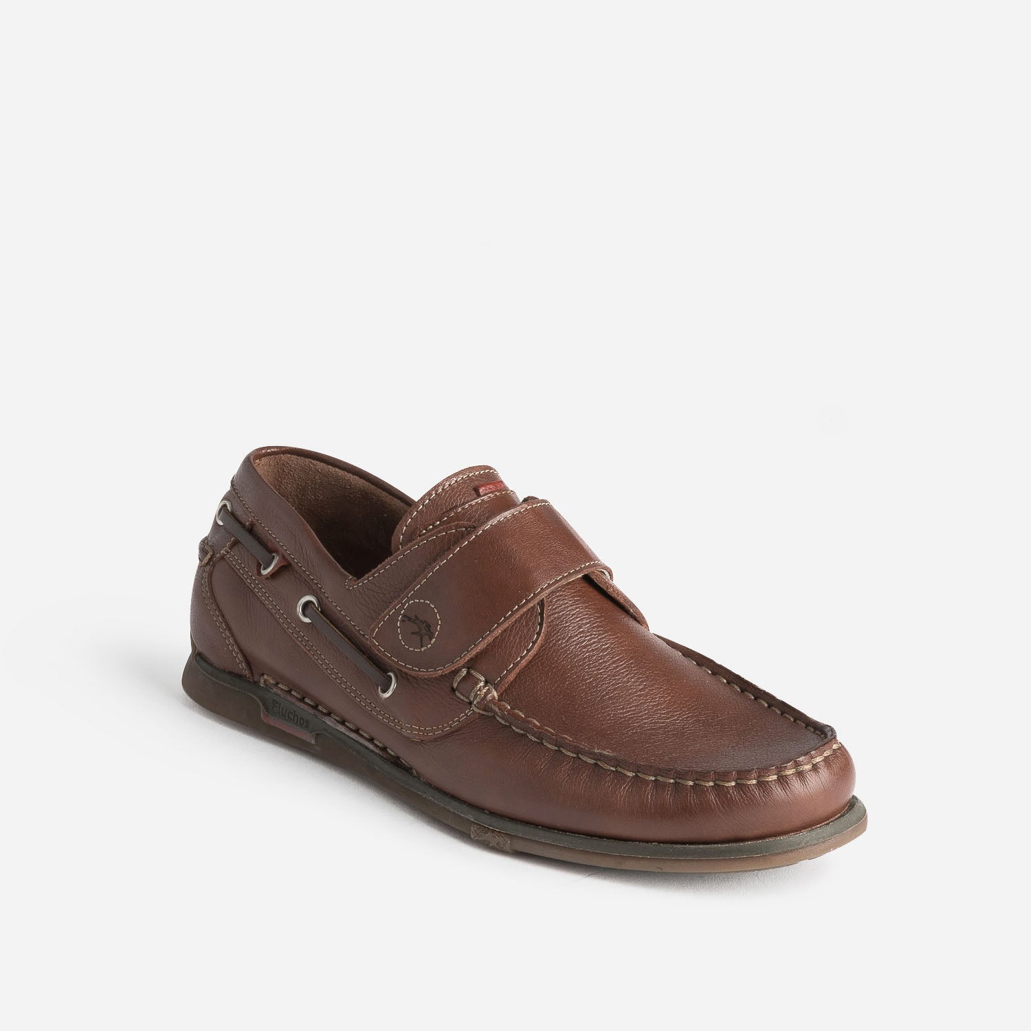 Chaussure bateau FLUCHOS cognac en cuir a scratch Chaussures Bateau Homme ERAM