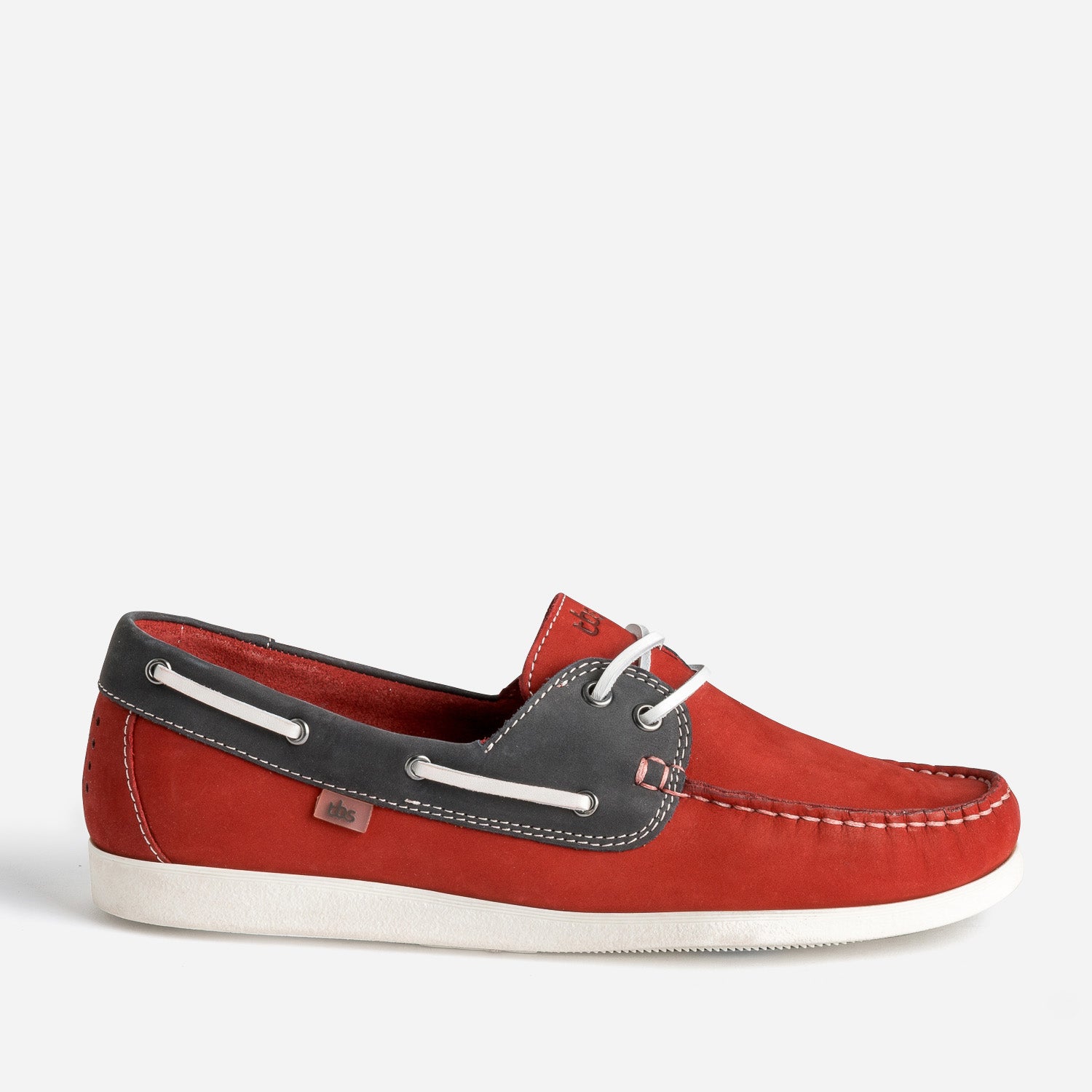 Chaussure bateau TBS rouge et marine cuir nubuck Chaussures Bateau Homme ERAM