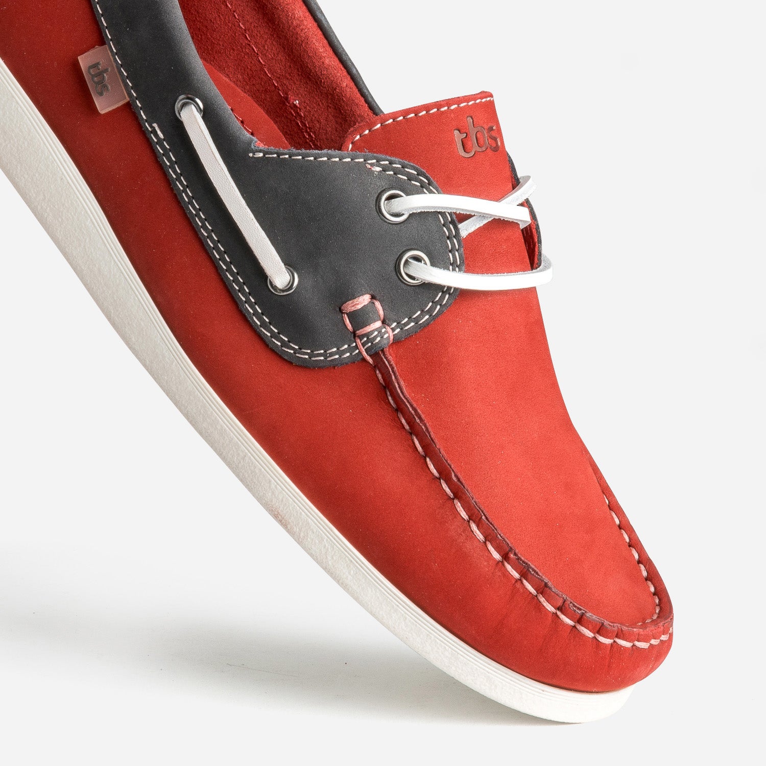 Chaussure bateau TBS rouge et marine cuir nubuck Chaussures Bateau Homme ERAM