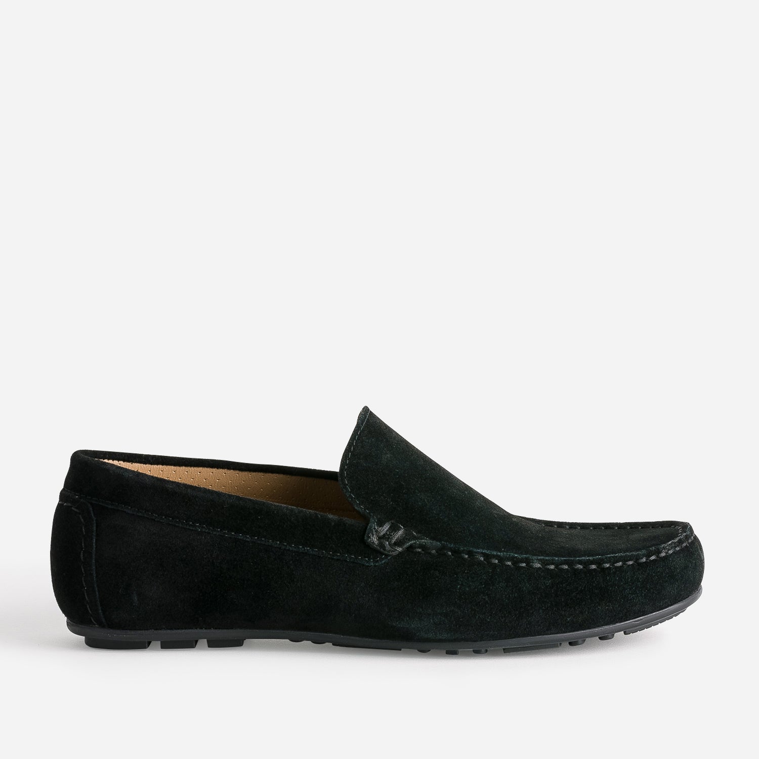 Mocassin noir en cuir velours