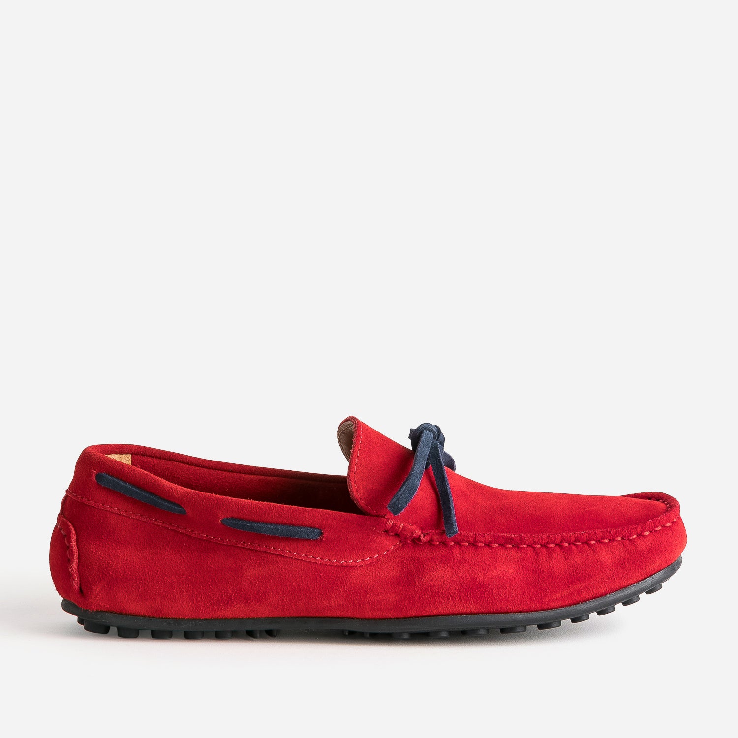 Mocassin rouge cuir velours lacet marine Mocassins Homme ERAM