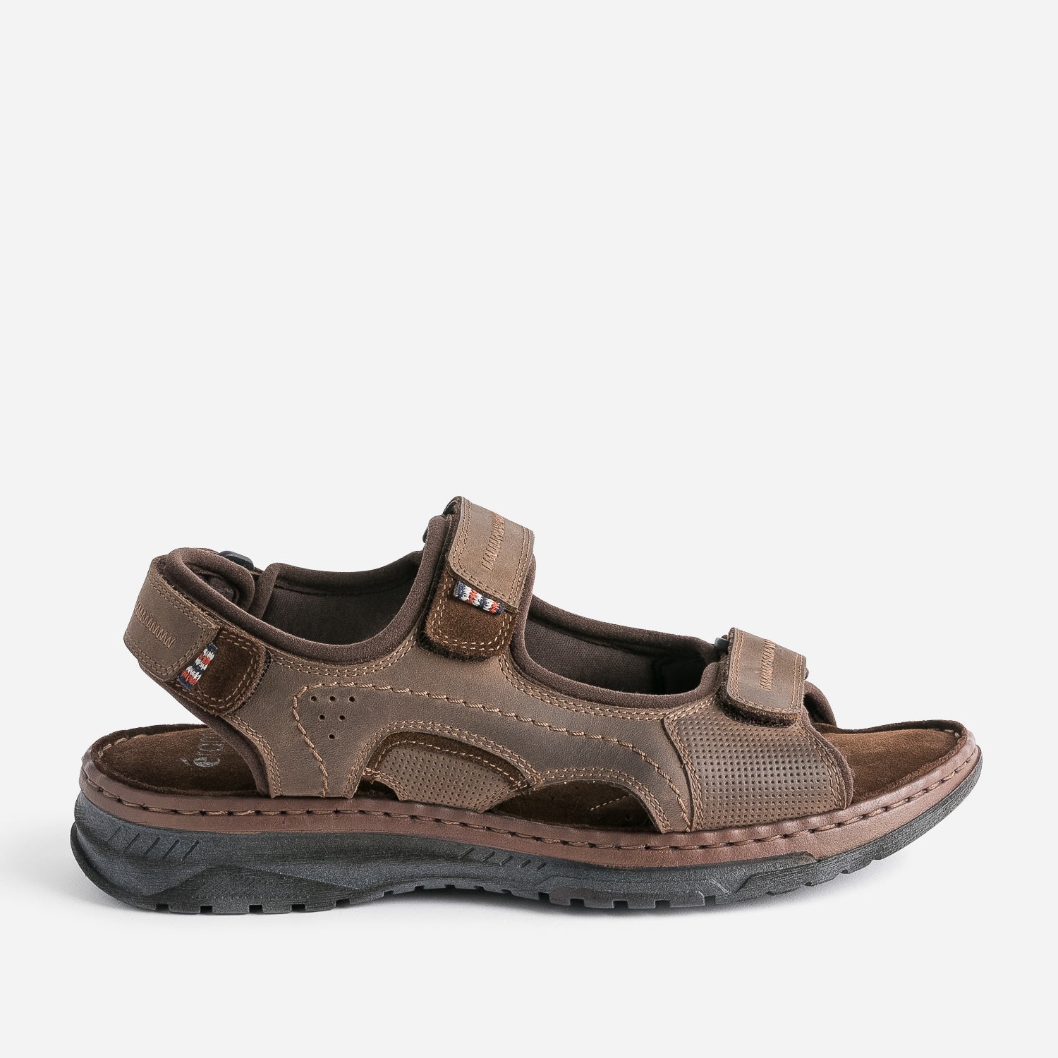 Sandale marron en cuir scratchs